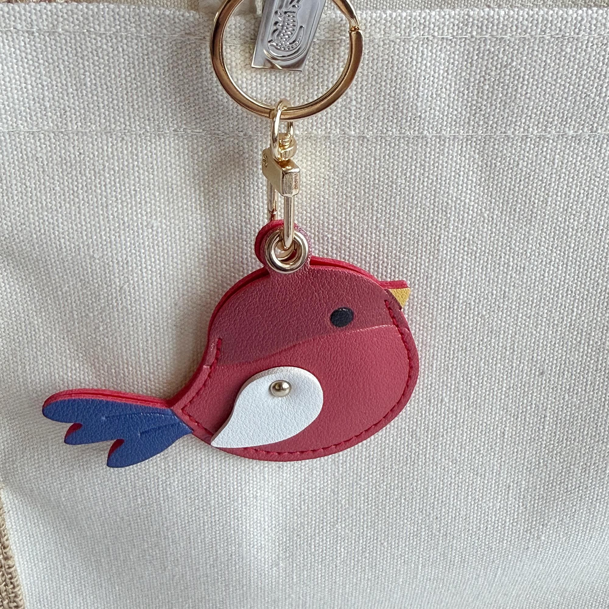 Bird AirTag Holder - PU Leather Keychain, Sparrow Owl Parrot, Bag Charm ...
