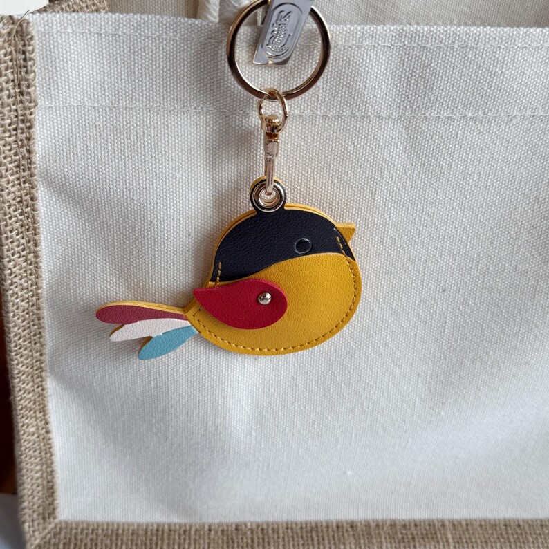 Bird AirTag Holder - PU Leather Keychain, Sparrow Owl Parrot, Bag Charm ...