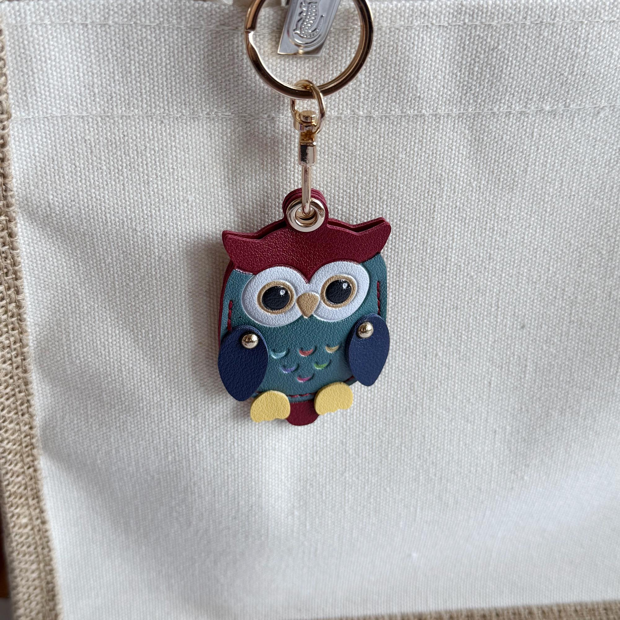 Bird AirTag Holder - PU Leather Keychain, Sparrow Owl Parrot, Bag Charm ...