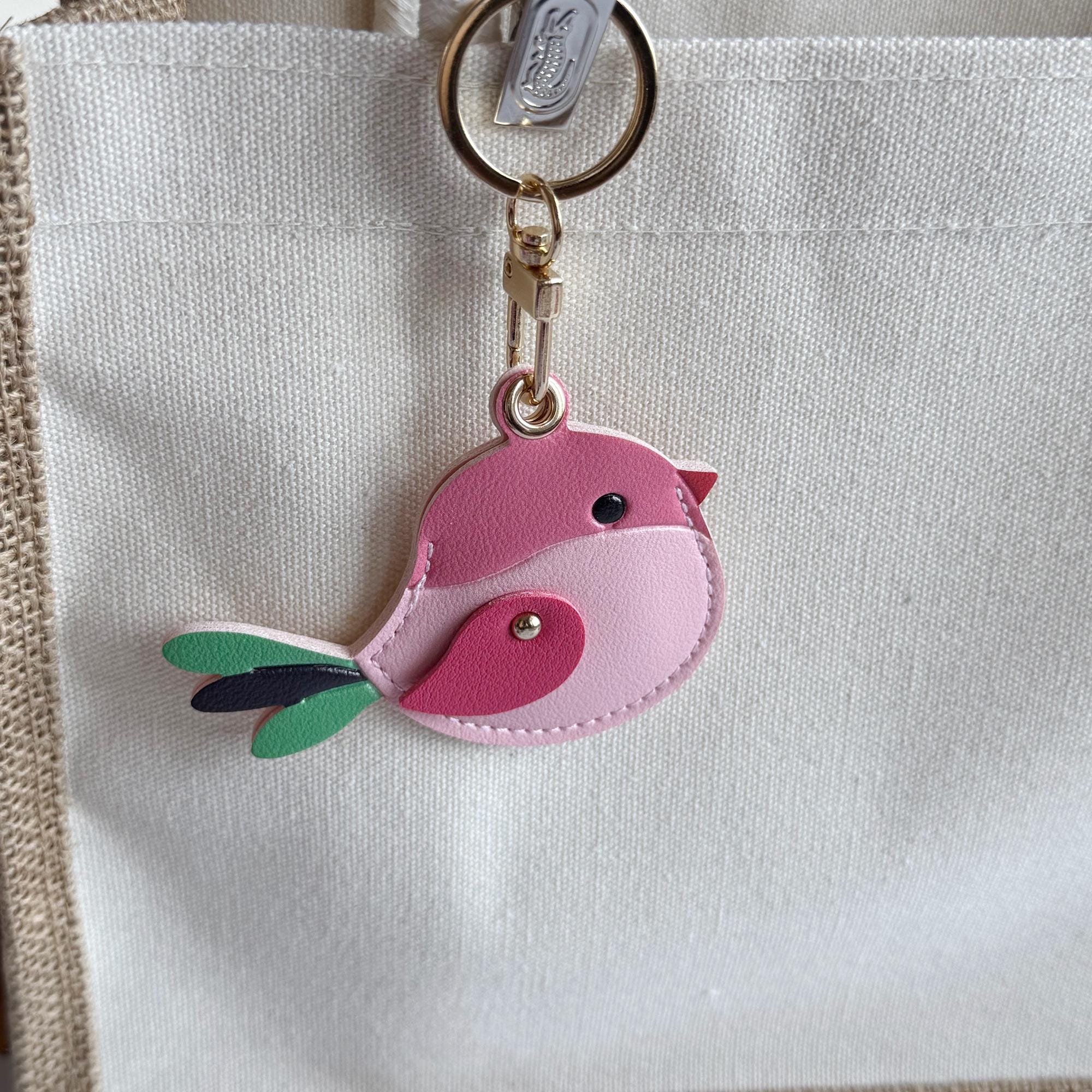 Bird AirTag Holder - PU Leather Keychain, Sparrow Owl Parrot, Bag Charm ...