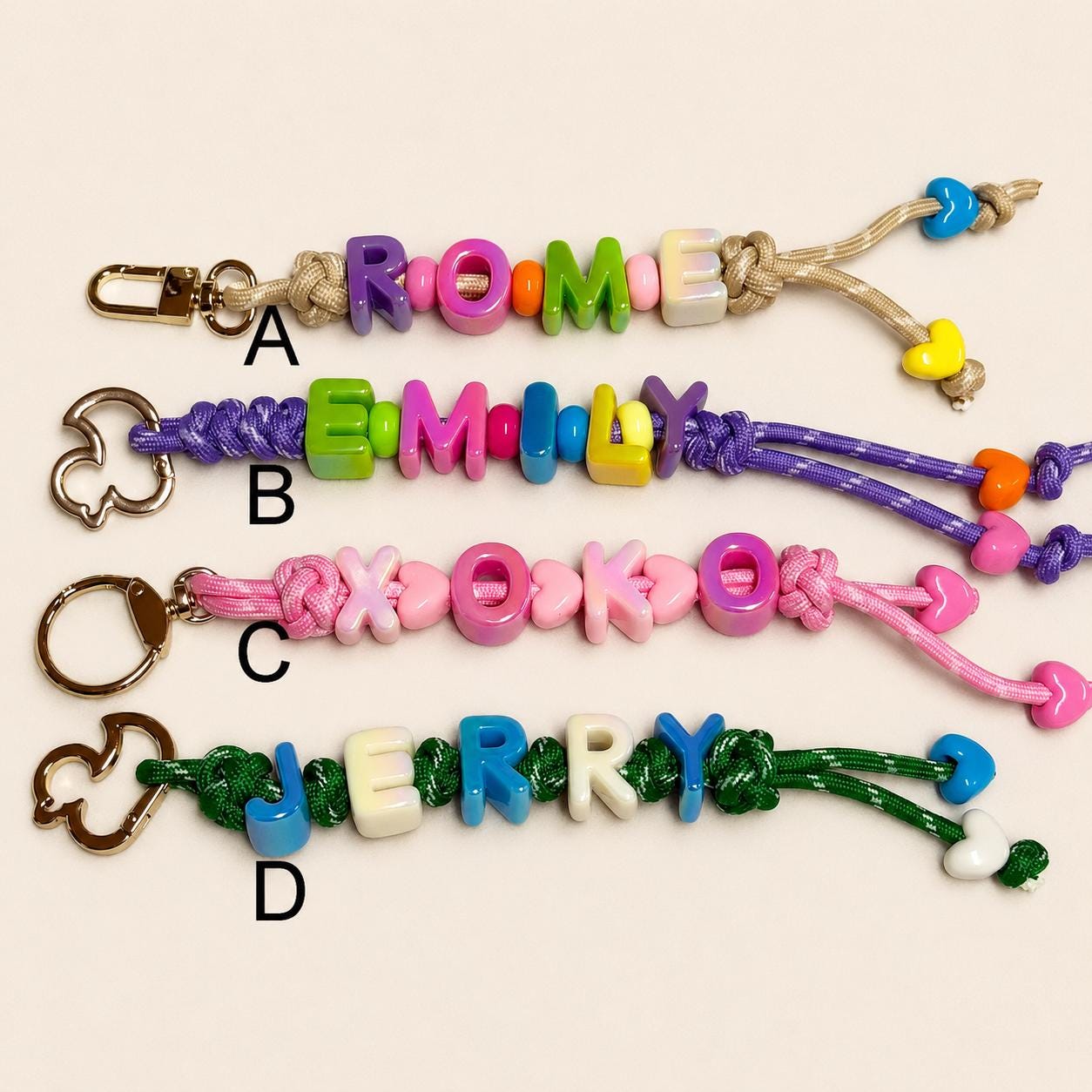 Personalized Paracord Keychain - Custom Name Tag, Rope Bag Charm
