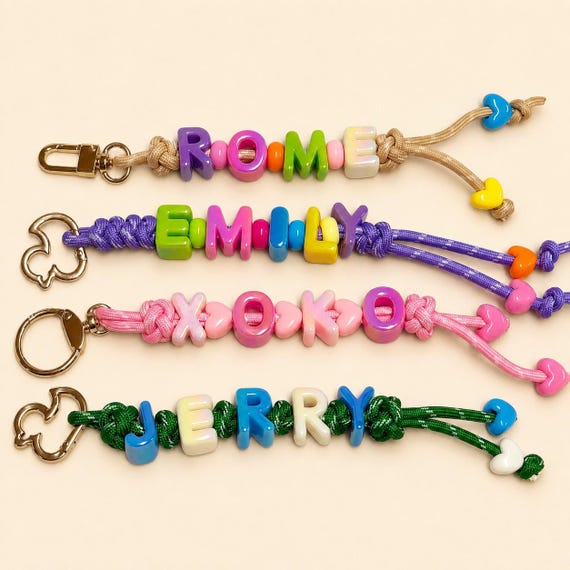 Personalized Paracord Keychain - Custom Name Tag, Rope Bag Charm