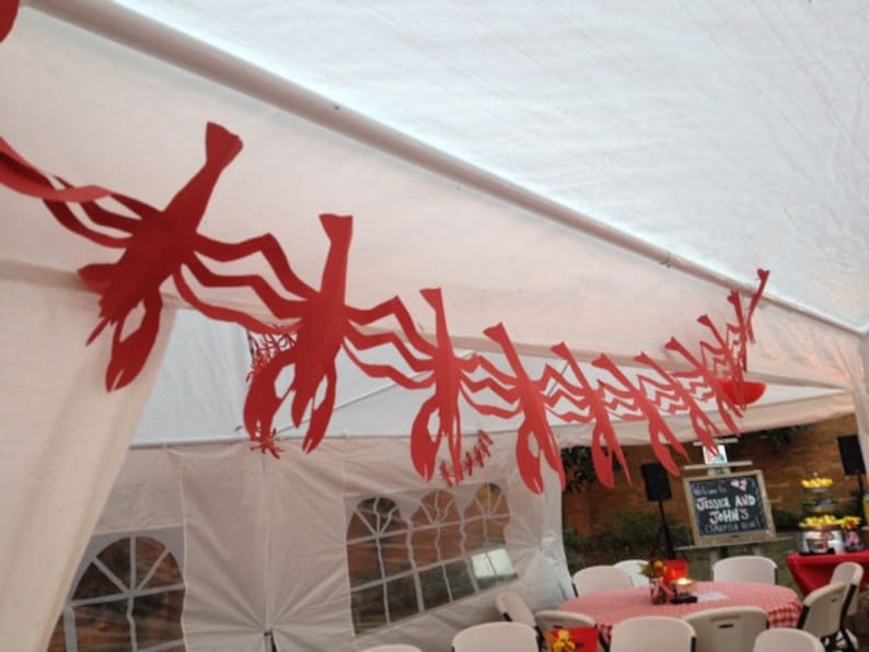 Crawfish Boil Party Decorations, Red Crawfish Boil Garland, Crawfish Banner,Creole themed banner, Sold per foot! Please read info.SHIPS FAST zdjęcie 5