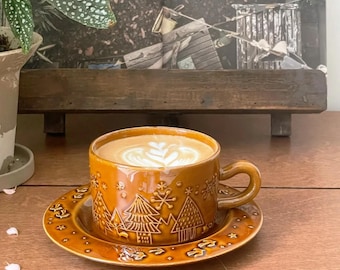 Fairytale Cottage Ceramic Coffee Cup & Saucer | Whimsical Home Decor