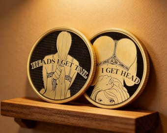 2PC-Couples Challenge Coin, Double-Sided Lucky Token, Adult Humor Keepsake
