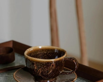 Vintage Ceramic Coffee Cup & Saucer | Whimsical Home Decor