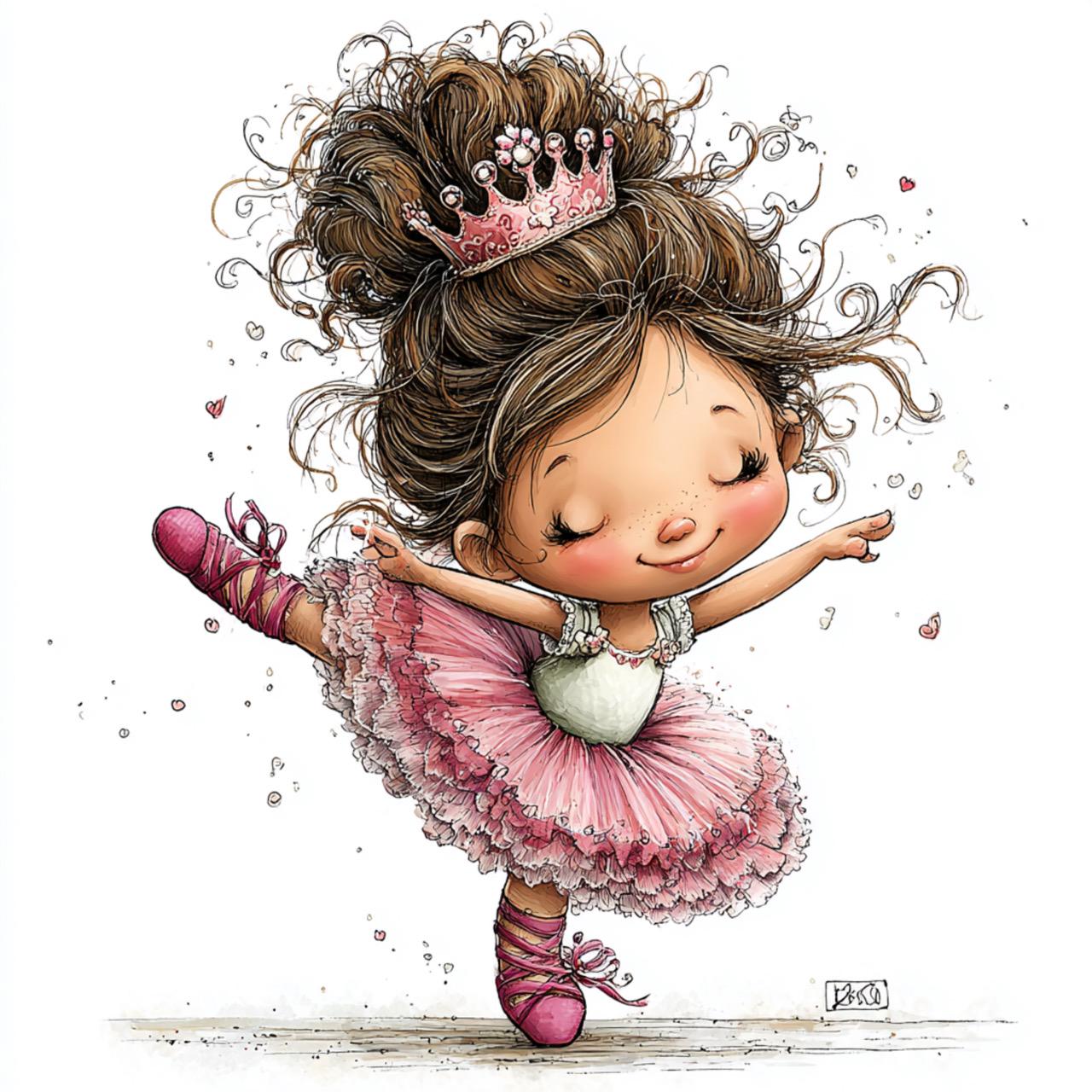 40 JPG Whimsical Pink Ballerina Girl Clipart – Cute Dance Princess PNG ...