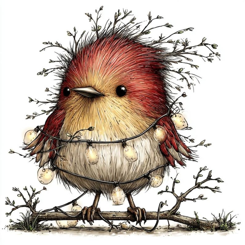Whimsy Robin Quirky Christmas Robin Clipart, High Quality Watercolour Whimsical Bird ...