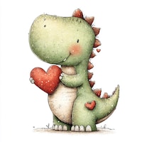 Cute Baby Dragon Valentine Clipart, Dragon Love PNG, Valentine ...