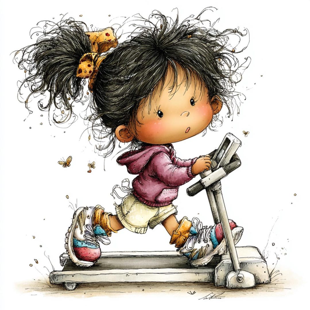 45 JPG Gym Little Girls Clipart – Fitness Workout JPG Bundle, Cute ...