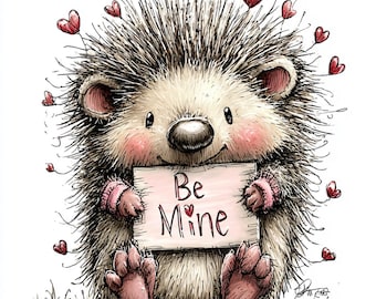 31 JPG Valentine's Day Hedgehog Clipart: Whimsical Graphics (Digital Download)