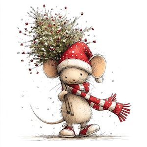 Whimsical Mouse Christmas Clipart – Cute Festive Holiday Graphics ...