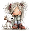 48 JPG Whimsical Girl & Dog Love Clipart: Sweet Graphics (Digital Download) product logo