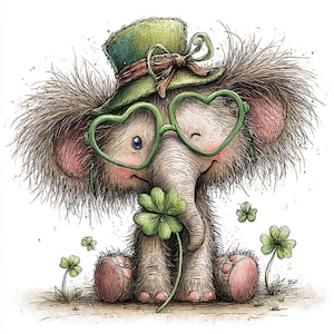 40 JPG Nyckfull St. Patrick's Day Safari Djur Clipart – Söt Lucky Safari JPG