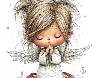 22 JPG Whimsical Angels Clipart: Sweet Baby Angel Graphics (Digital Download)