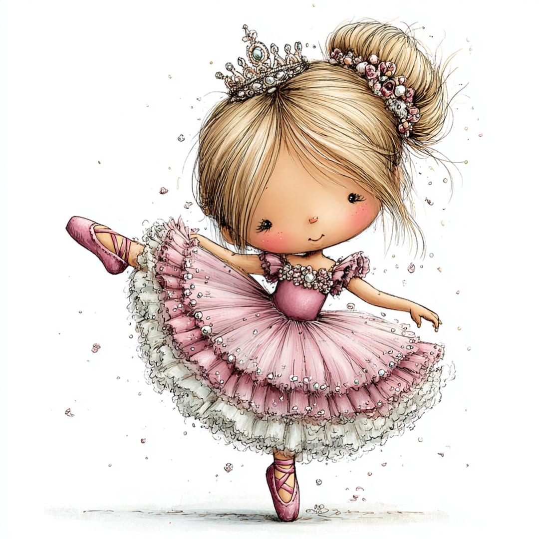 40 JPG Whimsical Pink Ballerina Girl Clipart – Cute Dance Princess PNG ...