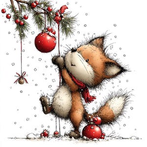Jul- och skogsmark Clipart: Akvarell djurgrafik (digital JPG-uppsättning)