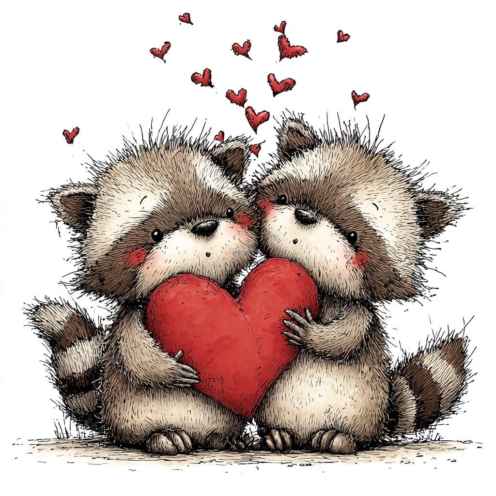 Cupid Raccoon 25 JPG Valentine Clipart – Cute Raccoon Valentine – Whimsical Love ...