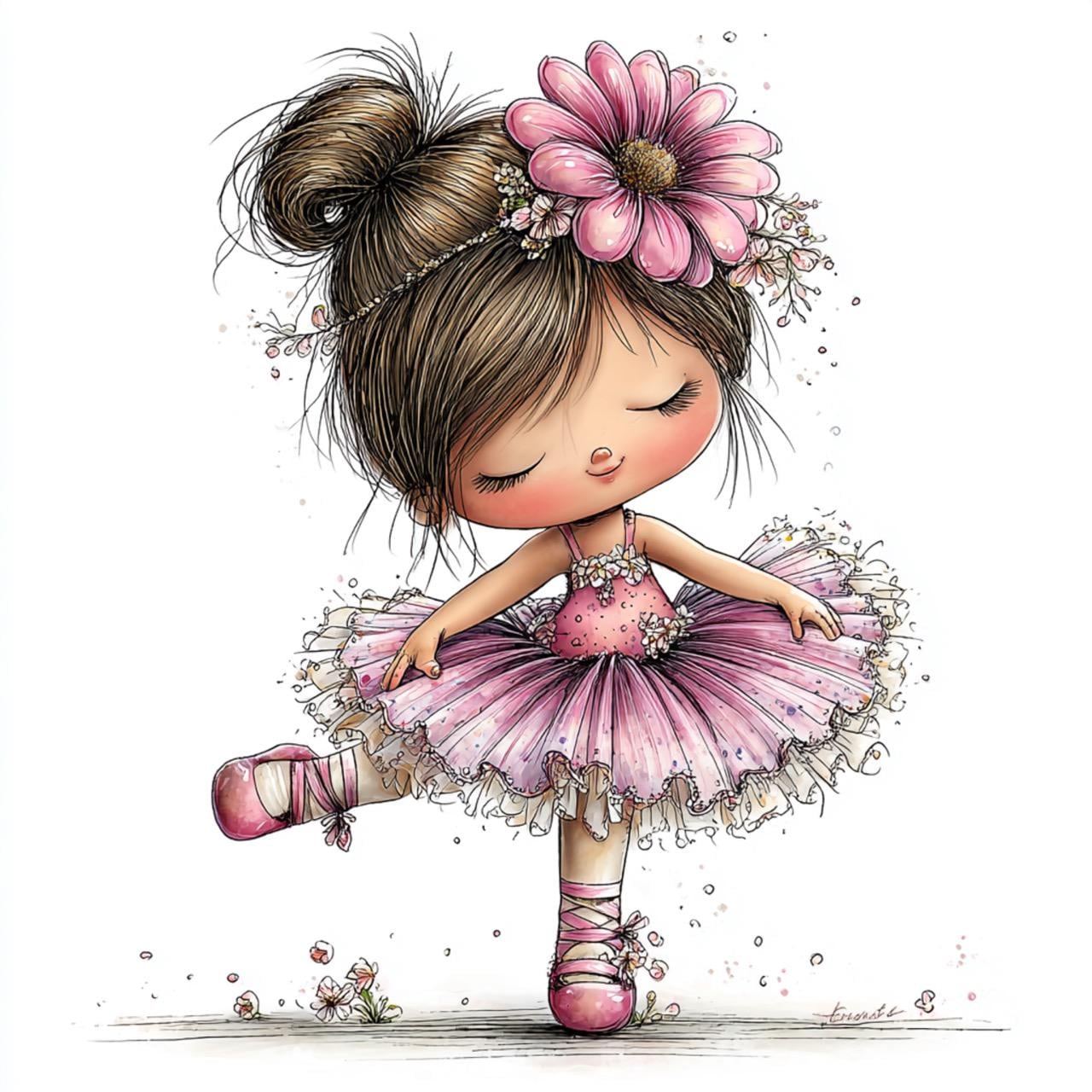 40 JPG Whimsical Pink Ballerina Girl Clipart – Cute Dance Princess PNG ...