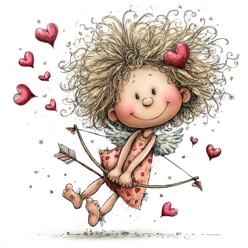 30 JPG Whimsical Cupid Valentine Clipart – Cute Watercolor Love Angel – Festive JPG Illustrations (Digital Download) image 18