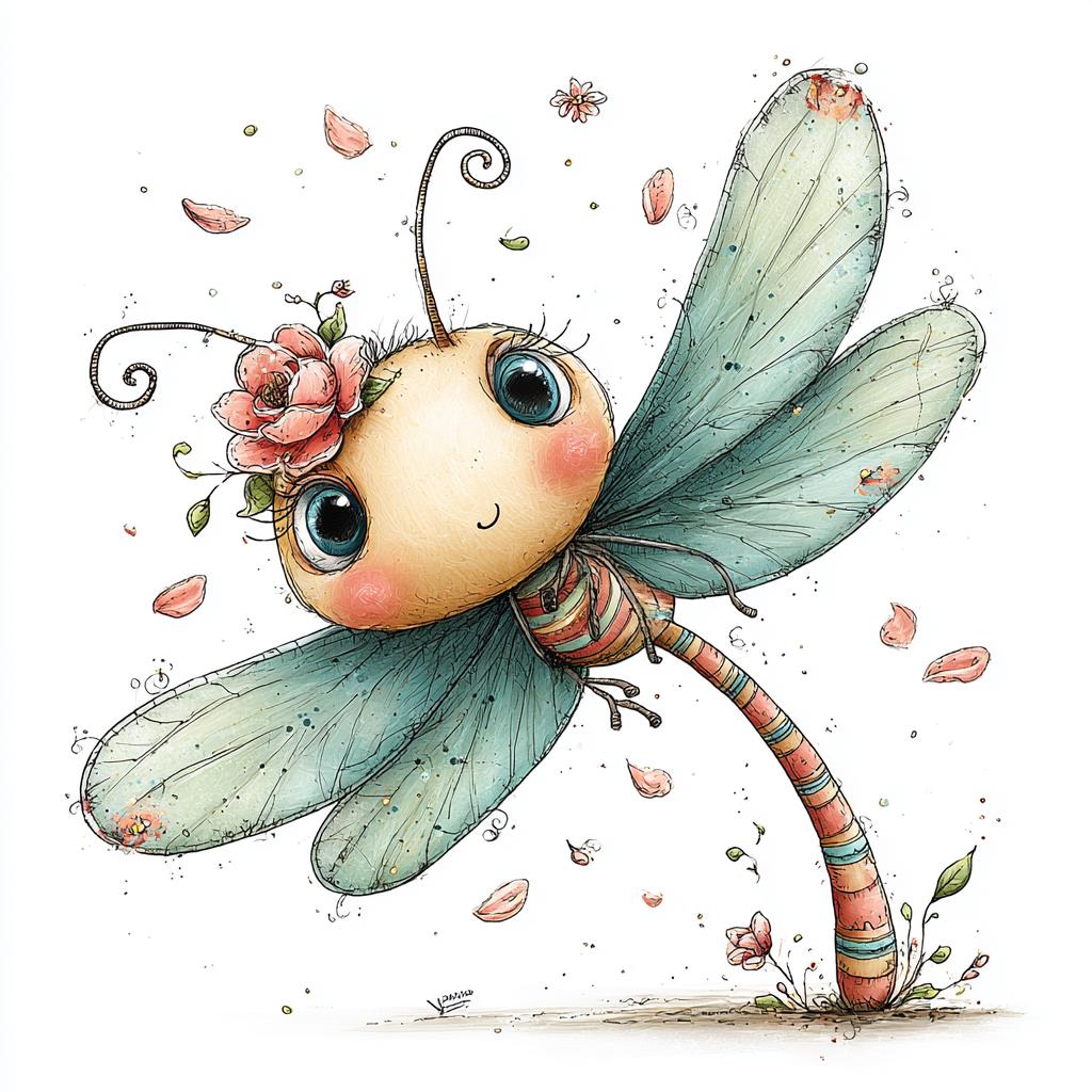 34 JPG Whimsical Spring Dragonfly Clipart – Cute Quirky Dragonfly Bug ...