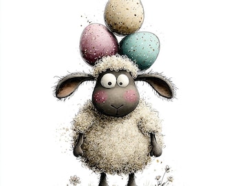 32 JPG Funny Lambs Easter Clipart: Whimsical Graphics (Digital Download)