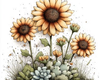 35 JPG Whimsical Flowers Spring Clipart: Floral Graphics (Digital Download)