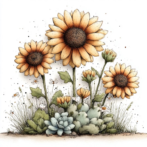 35 JPG Whimsical Flowers Spring Clipart: Floral Graphics (Digital Download)