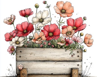 29 JPG Whimsical Flowers Spring Clipart: Floral Graphics (Digital Download)