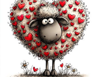 36 JPG Funny Valentine Sheep Clipart Bundle: Love Graphics (Commercial Use)