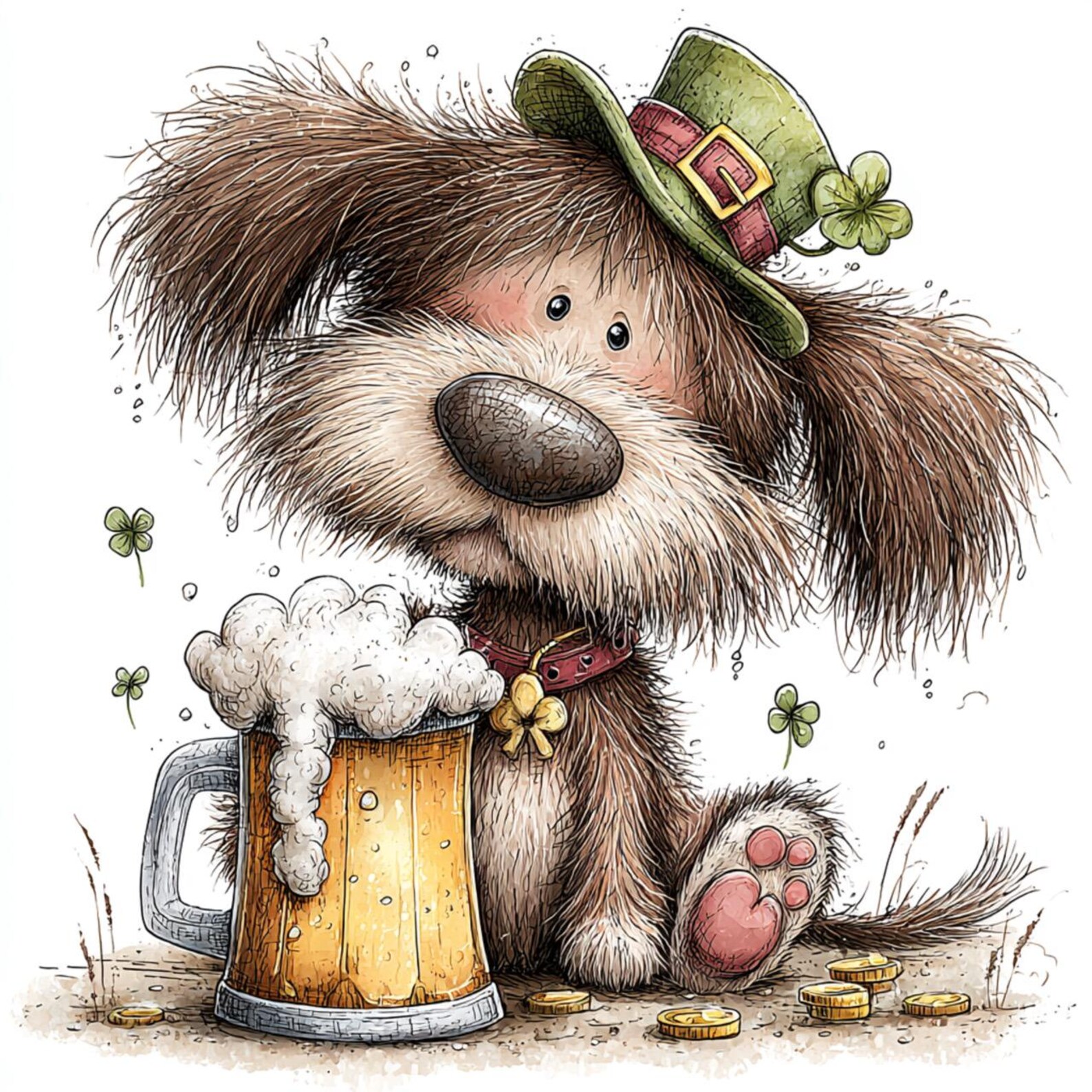 Whimsy Patrick 35 JPG Whimsical St. Patrick’s Day Dog Clipart – Cute Lucky Dog for ...