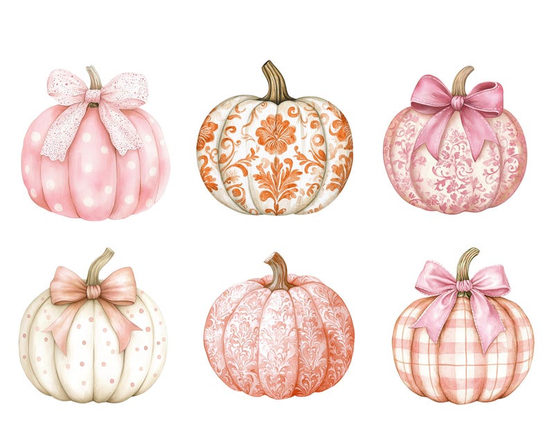 Watercolor Pink Pumpkin Clipart Set: 40 PNG Files (digital Download) - Etsy