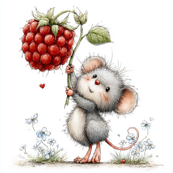40 JPG Mouse Clipart, Whimsical Animal JPG Illustrations (Digital Download)
