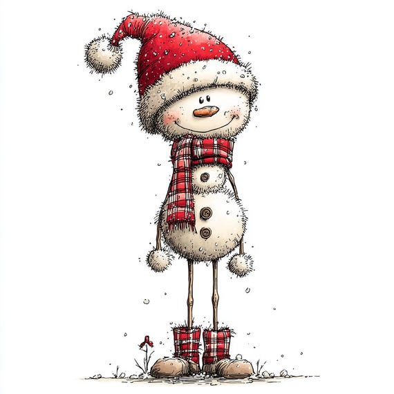 25 JPG Whimsical Snowman Christmas Clipart – Festive Holiday Graphics – Digital Download (JPG Set)