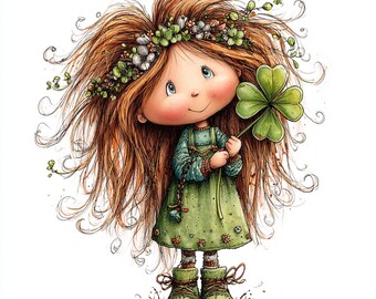 30 JPG-afbeelding grillige St. Patrick's Day-meisjes – Cute Irish Girl for Kids JPG