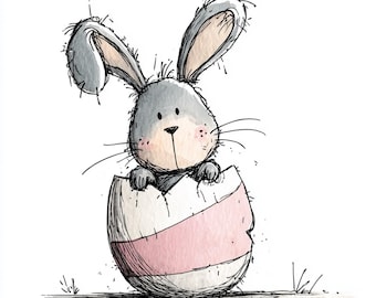 43 JPG eigenzinnige paashaas-clipart: grillig konijn JPG-bundel (digitale download)