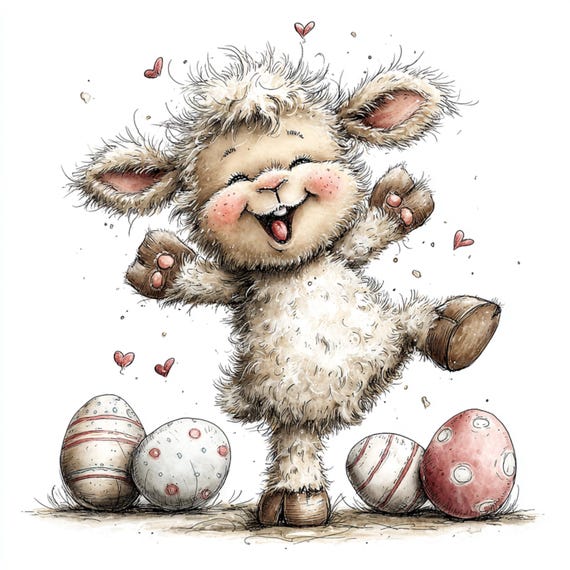 24 JPG Easter Lamb Clipart: Whimsical Pink Graphics (Digital Download)