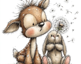37 JPG Whimsical Woodland Animals Friends Clipart: Nursery Graphics (Digital Download)
