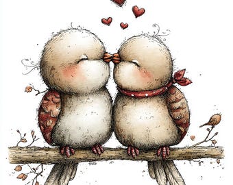 55 JPG wunderliche Vögel Valentinstag Clipart: Liebe Grafiken (digitaler Download)