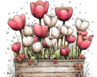 29 JPG Whimsical Flowers Spring Clipart: Floral Graphics (Digital Download)