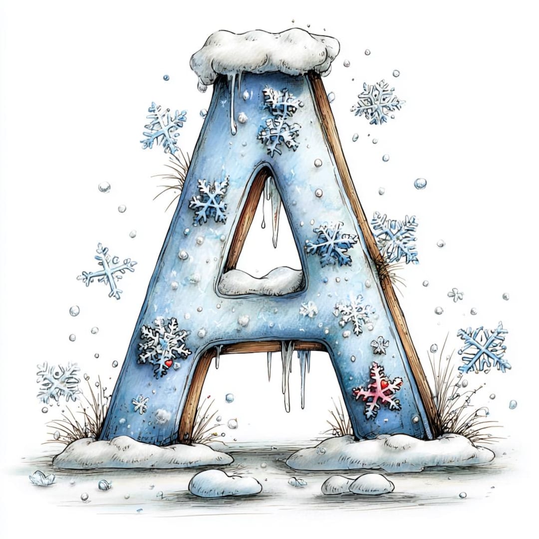 Winter Lettering R Whimsical Winter Alphabet Clipart Bundle – Snowy Letter Set JPG ...