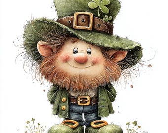 44 JPG Whimsical St. Patrick’s Day Leprechaun Clipart – Classic Irish Leprechaun JPG