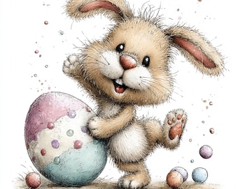 40 JPG Whimsical Bunny Easter Clipart: Festive Graphics (Digital Download)