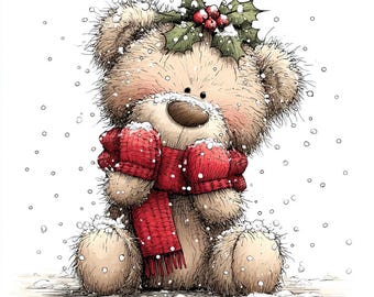 Clipart de oso navideño: Gráficos JPG navideños extravagantes (descarga digital)