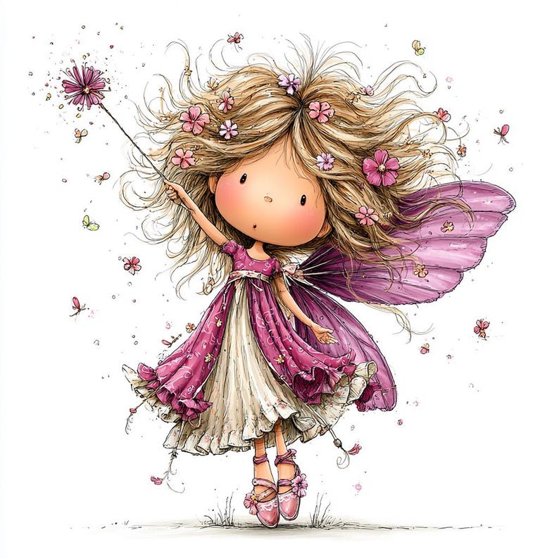 40 JPG Whimsical Purple Fairy Clipart – Cute Magical Fairy Art for ...