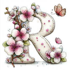 Watercolor Spring Alphabet Clipart – Whimsical Flower Letters JPG Set ...