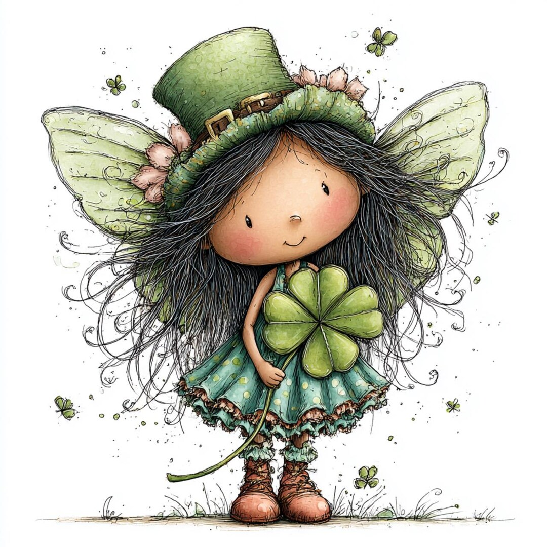 Whimsy Patrick 40 JPG Whimsical St. Patrick’s Day Fairy Clipart – Cute Lucky Fairy for ...