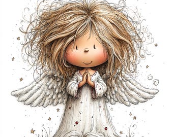 34 JPG Whimsical Angels Clipart: Sweet Baby Angel Graphics (Digital Download)