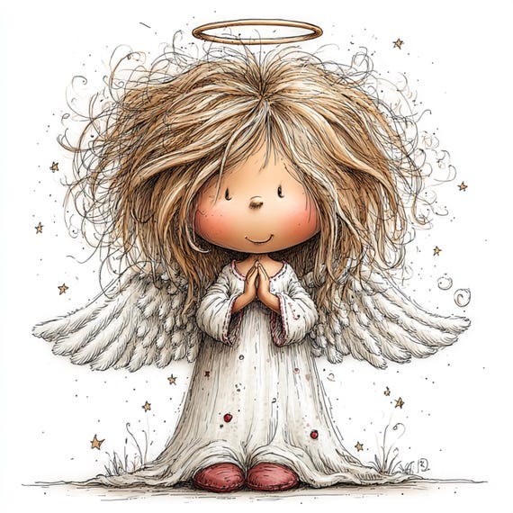 34 JPG Whimsical Angels Clipart: Sweet Baby Angel Graphics (Digital Download)