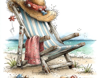 33 JPG Whimsical Summer Beach Clipart, Cute Coastal for Kids & Nursery, Seaside Illustration Set, Commercial Use
